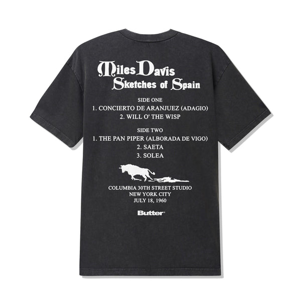 関送無料 Butter Goods x Miles Davis Portrait ロゴ Tシャツ BGMDA102_MILES_WashedBlack_02_