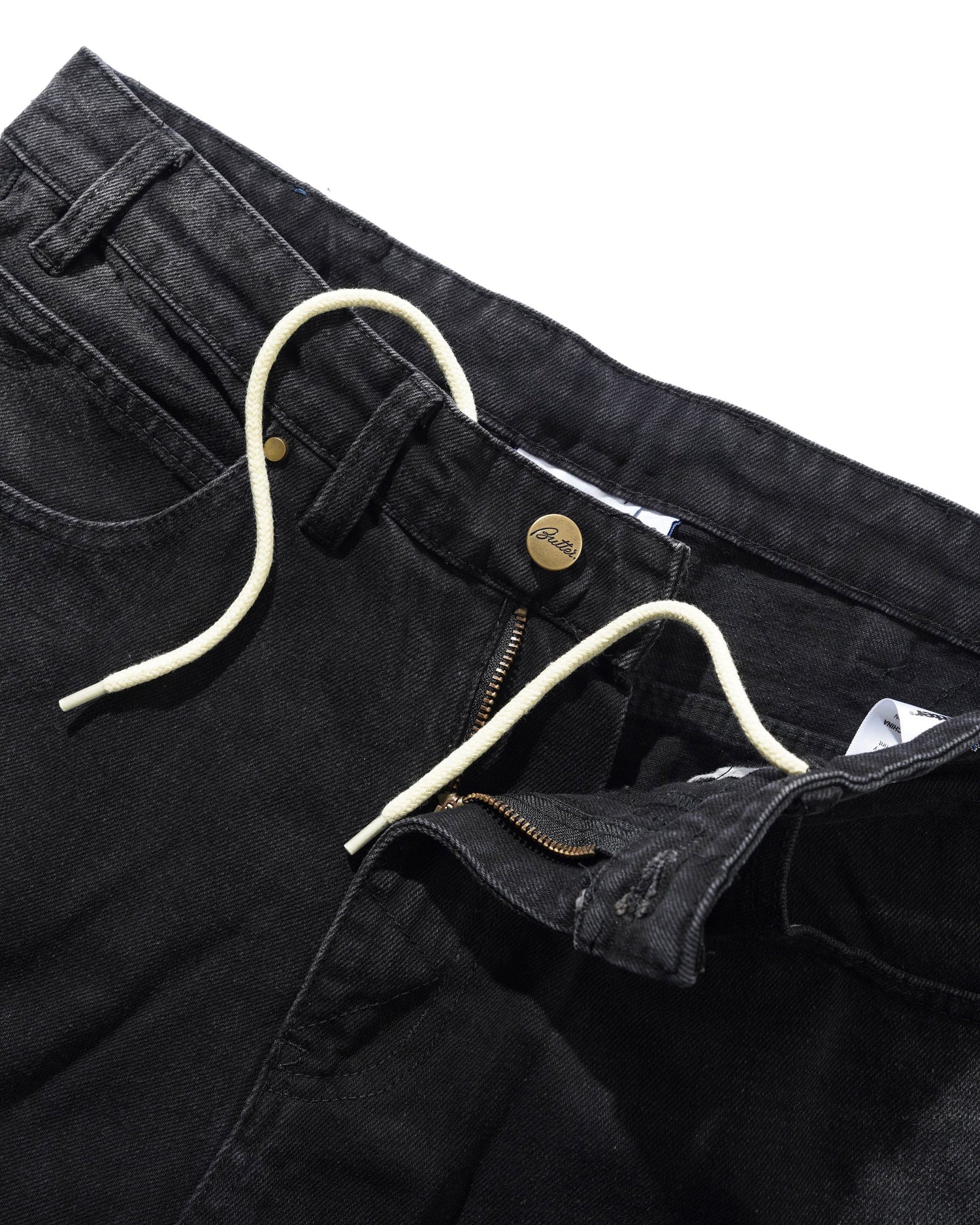 Bronco Denim Shorts, Washed Black