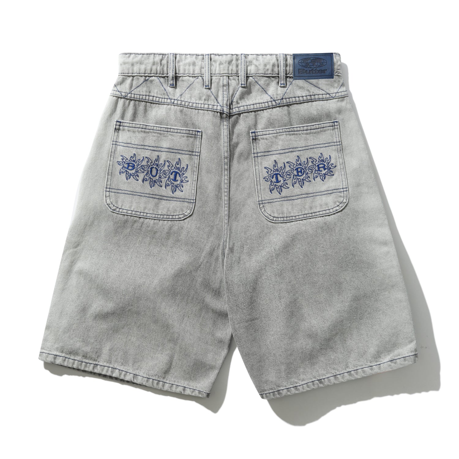 Bronco Denim Shorts, Washed Grey