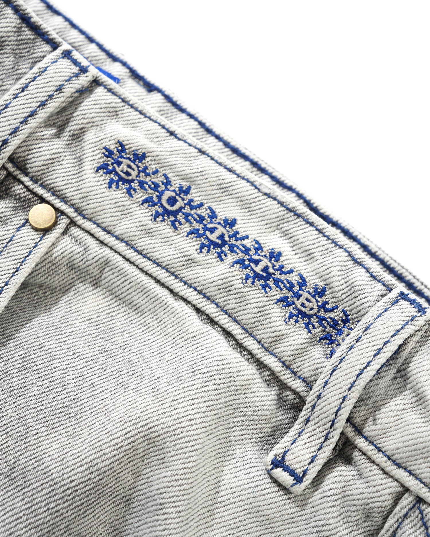 Bronco Denim Shorts, Washed Grey