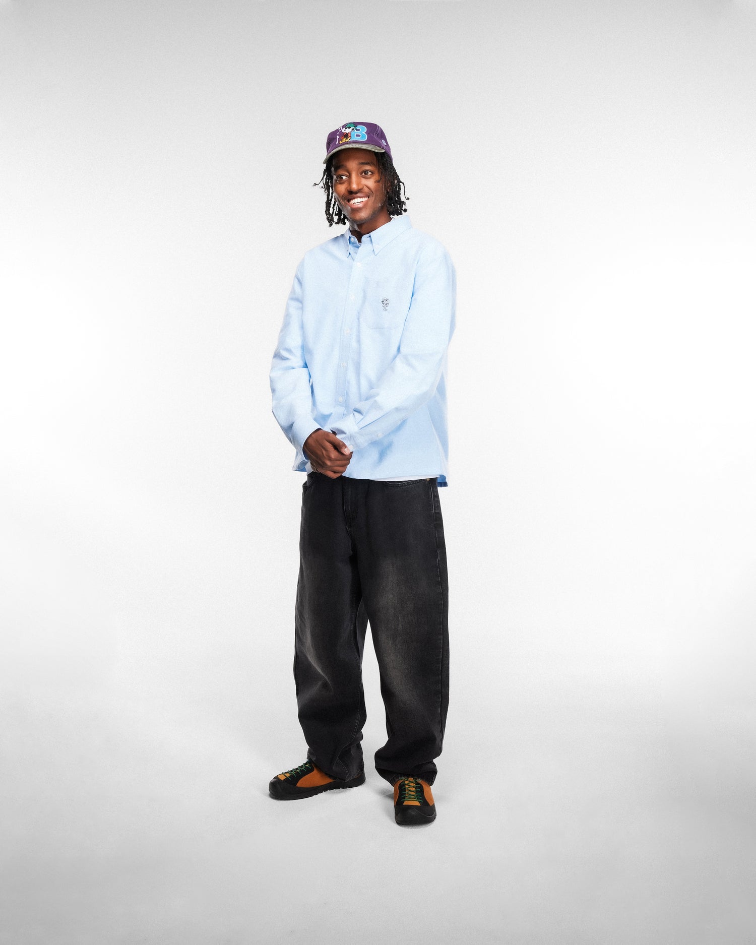 Music Snapback Cap, Washed Purple / Fern