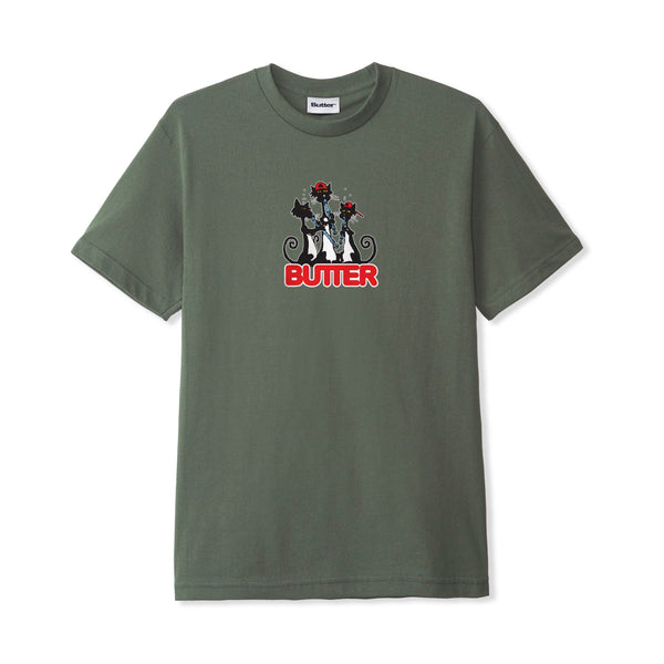 【バターグッズ】Butter Goods Cats Tee Cats Tee, Army – Butter Goods