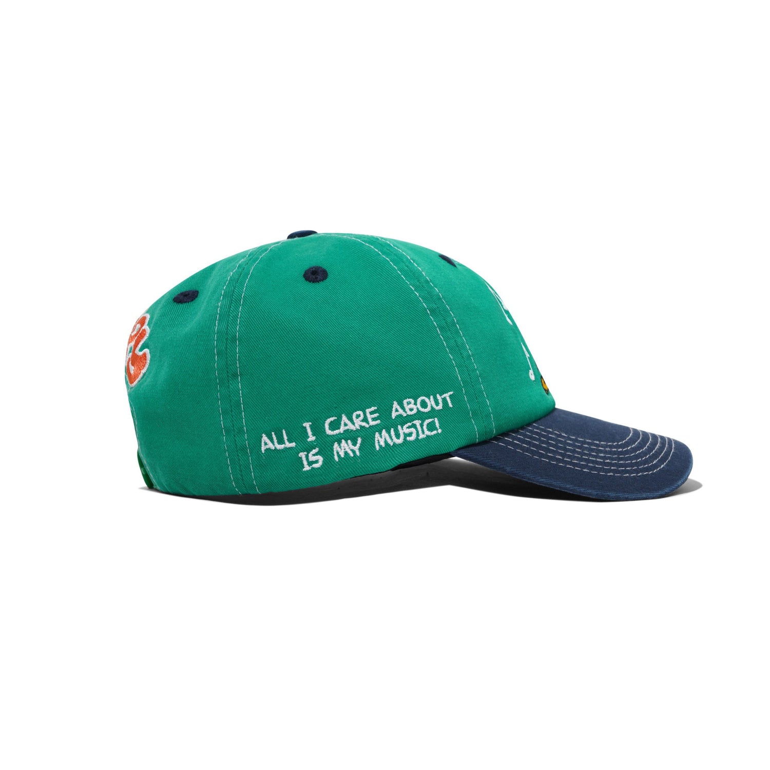 Music Snapback Cap, Washed Kelly Green / Navy
