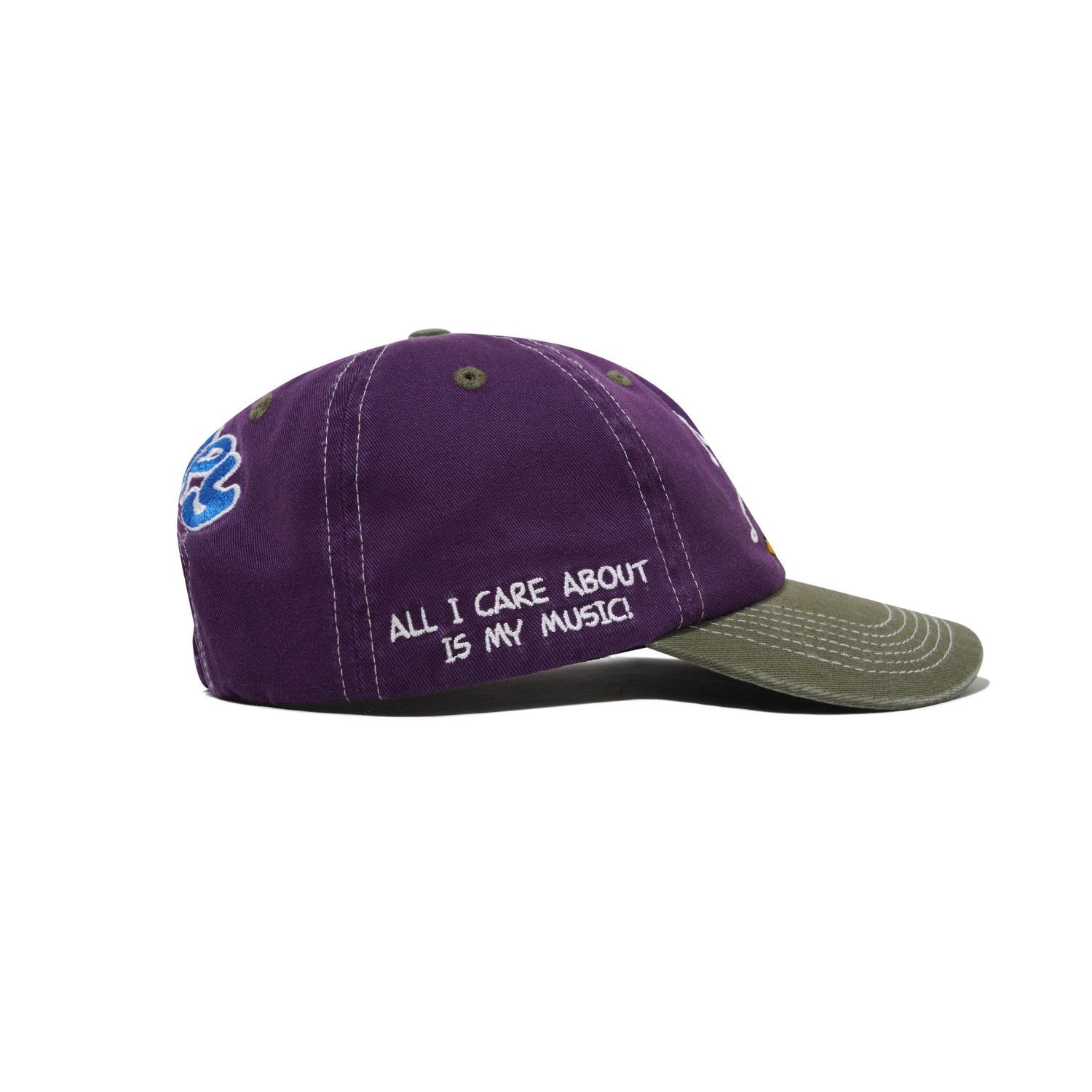 Music Snapback Cap, Washed Purple / Fern