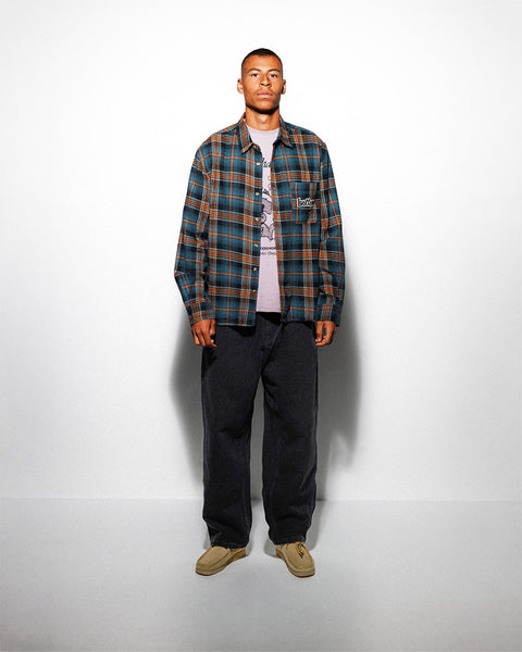 【BUTTER GOODS】Swirl Plaid Shirt Green / White Swirl Plaid Shirt, Green / White – Butter Goods