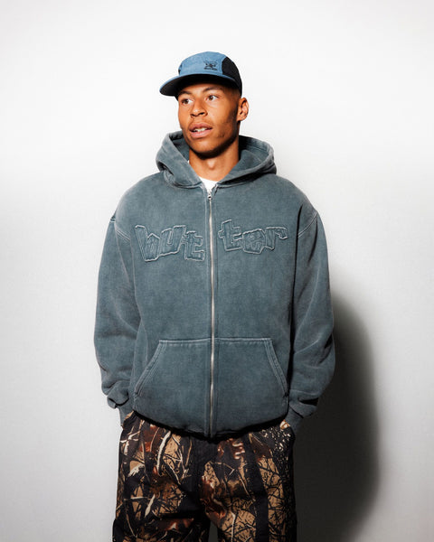 Mineral Wash Zip-Thru Hood, Charcoal – Butter Goods Mineral Wash Zip-Thru Hood, Charcoal – Butter Goods