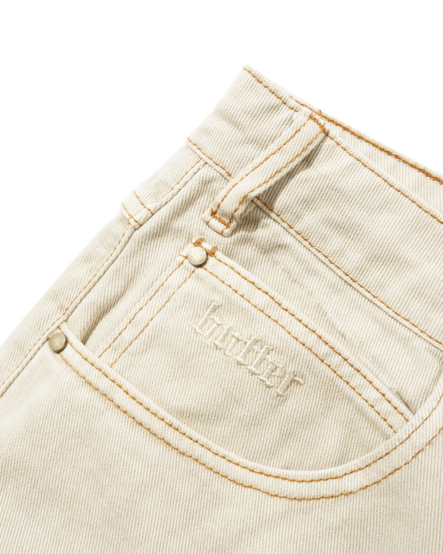 Rivet Denim Shorts, Bone
