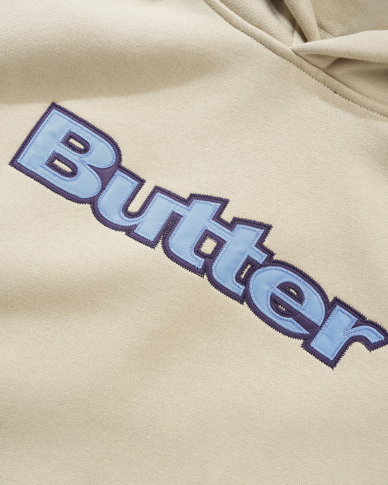 Satin Logo Applique Pullover Hood, Oat