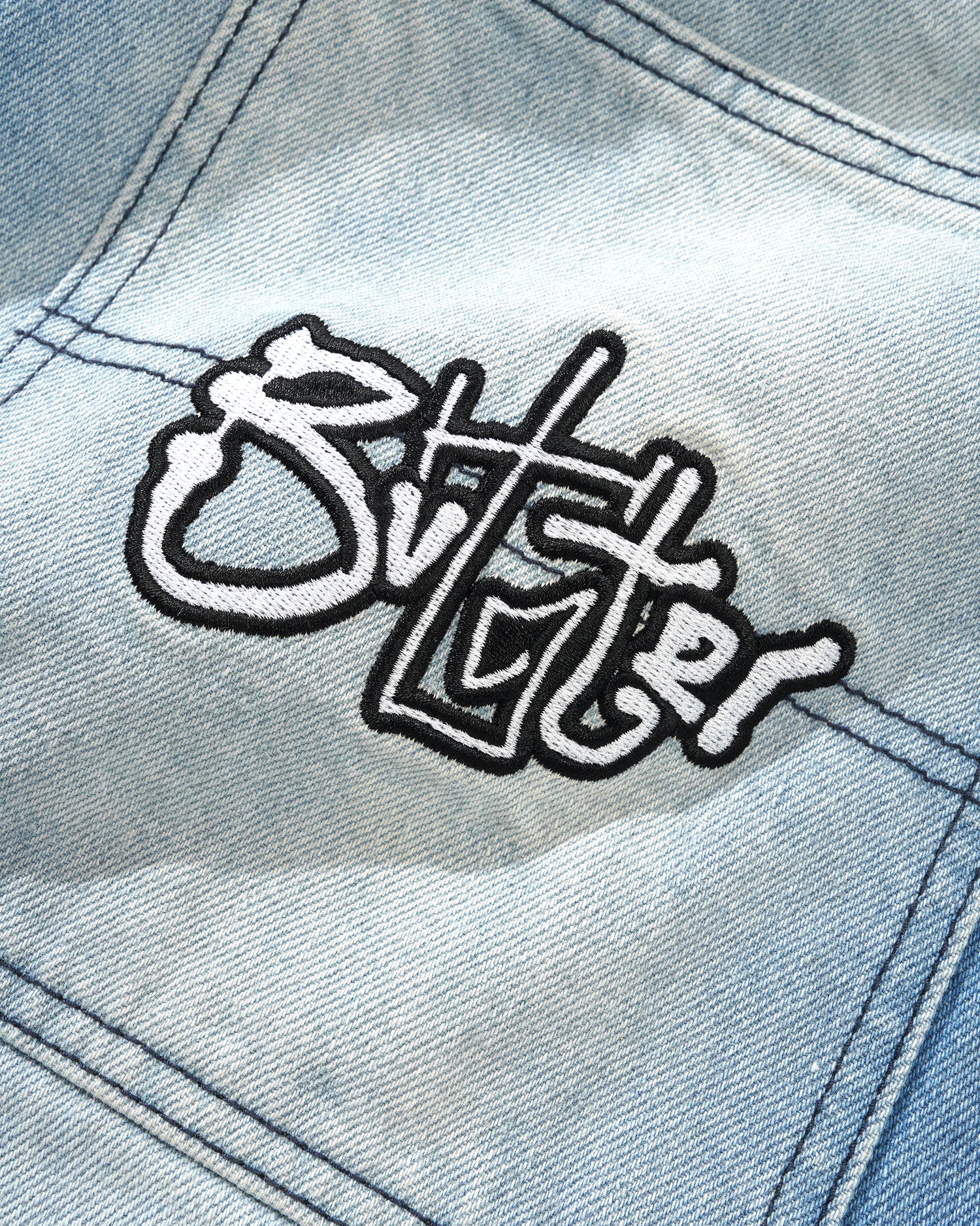 Scribble Denim Shorts, Faded Light Blue