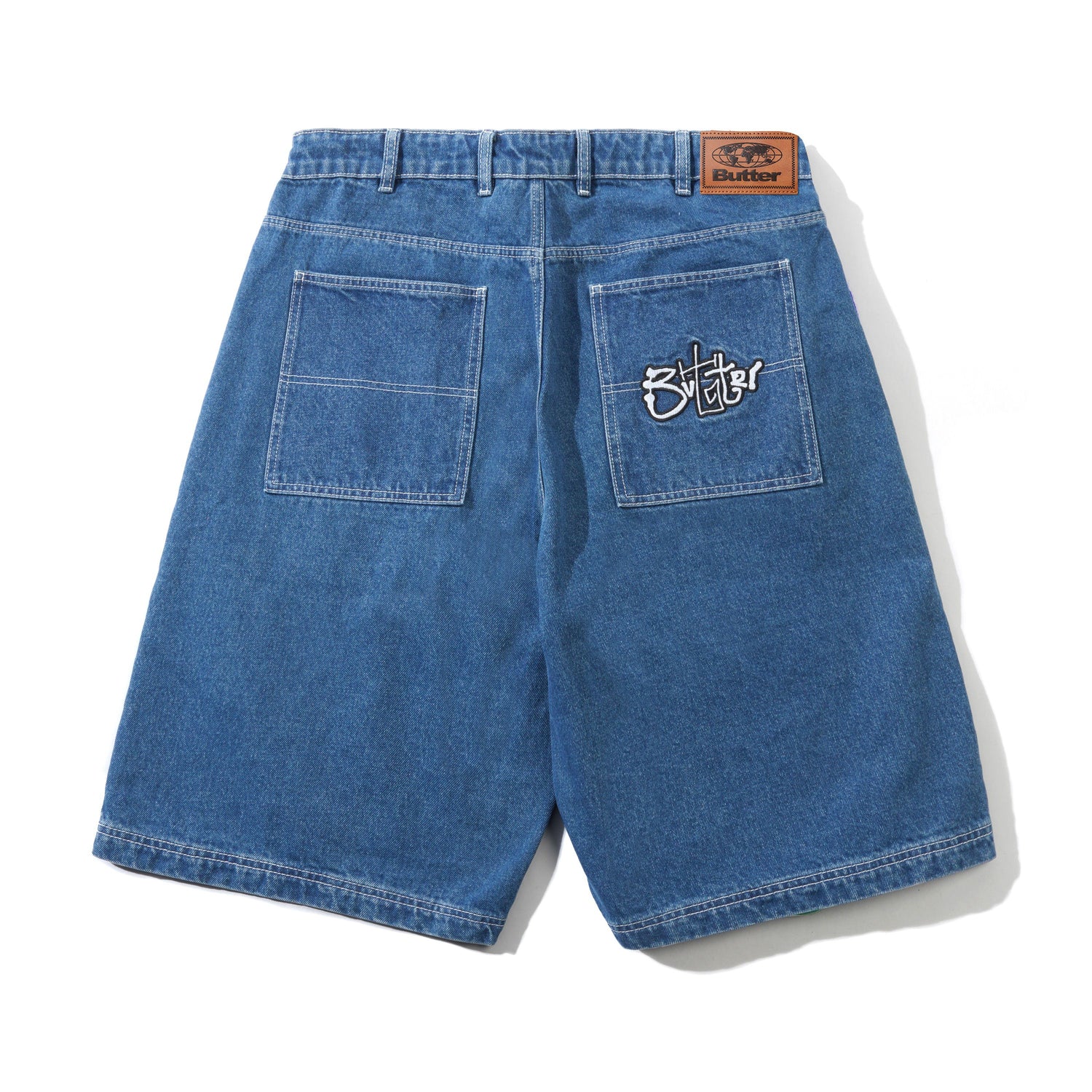 Scribble Denim Shorts, Mid Blue