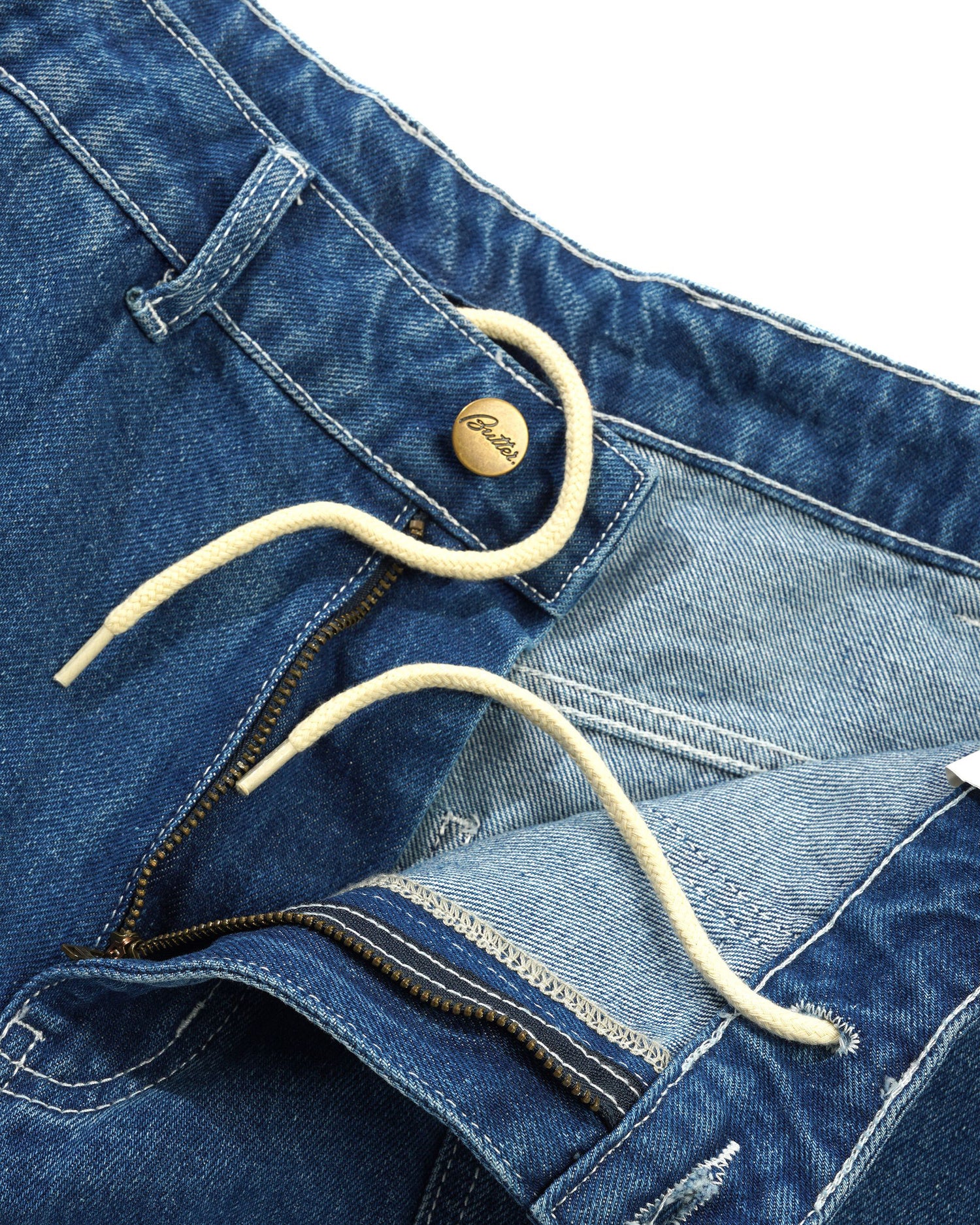 Scribble Denim Shorts, Mid Blue
