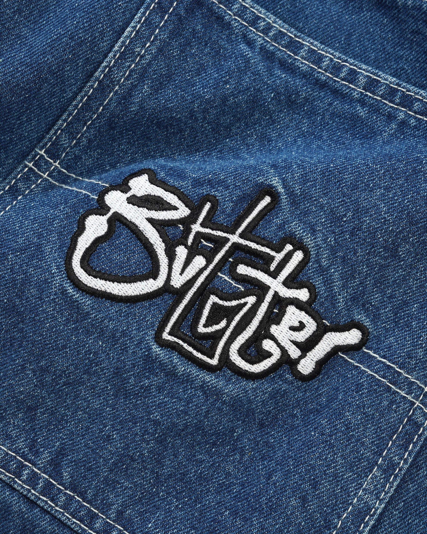 Scribble Denim Shorts, Mid Blue