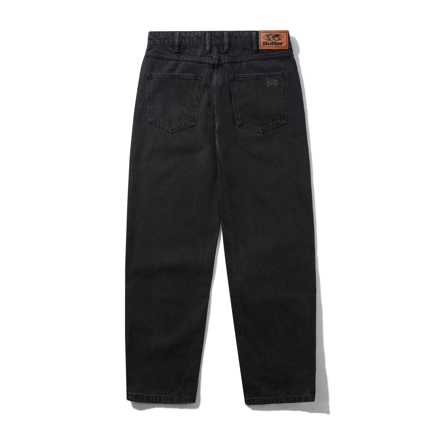 Straight Leg Denim Jeans, Washed Black