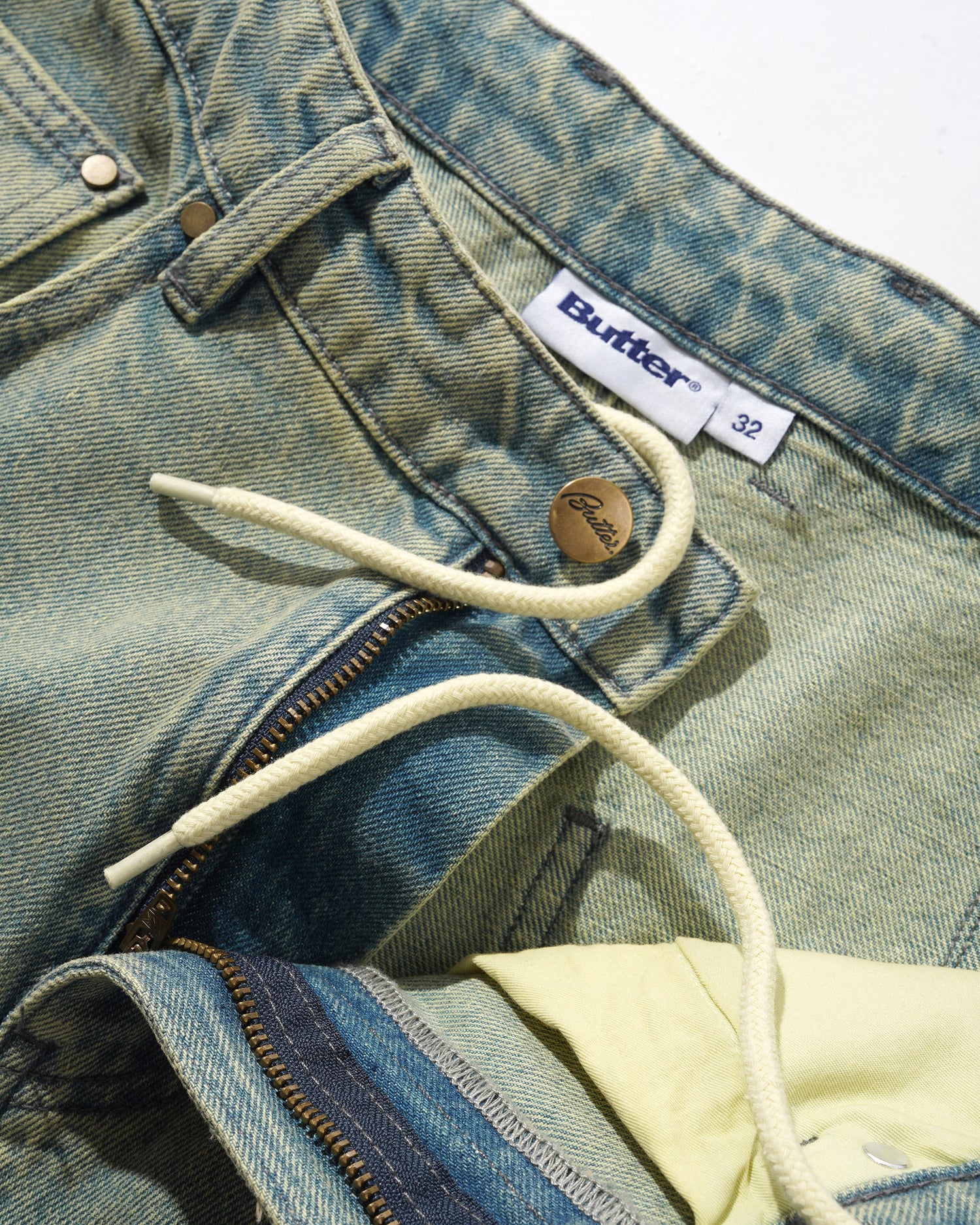 Wide Cut Denim Jeans, Tinted Blue Wash