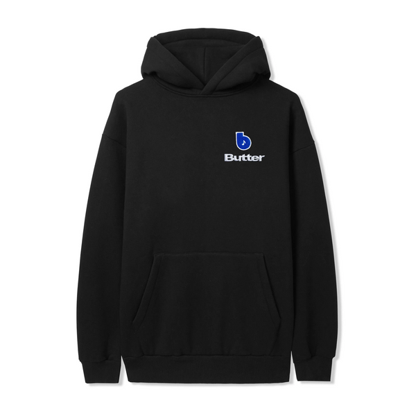 【BUTTER GOODS】 Rounded Logo Pullover Hood : Cornflower Finest Logo Pullover Hood, Black – Butter Goods