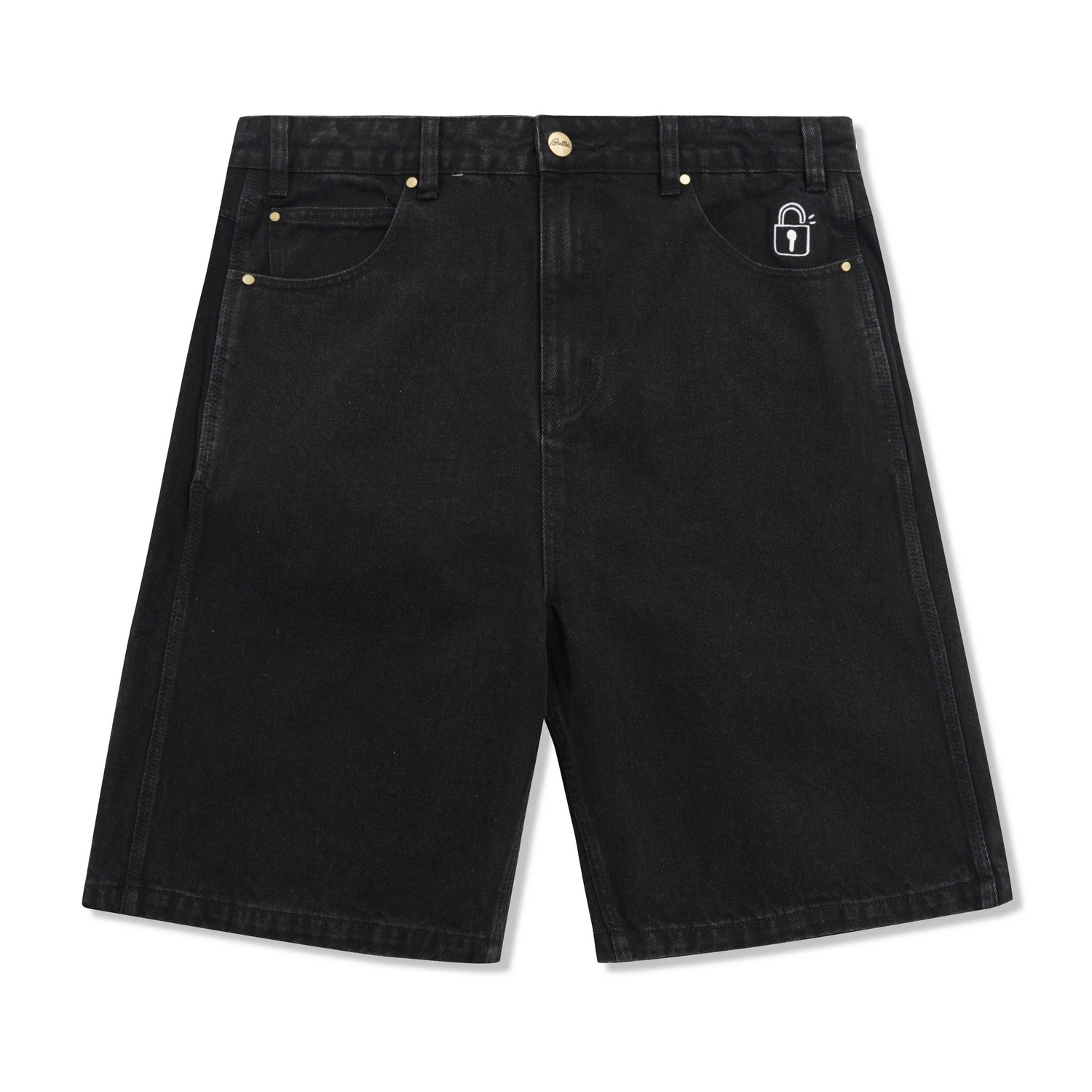 Lock Denim Shorts, Flat Black