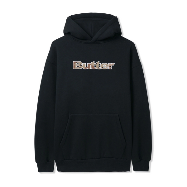 Logo Camo Applique Pullover Hood, Black – Butter Goods Logo Camo Applique Pullover Hood, Black – Butter Goods