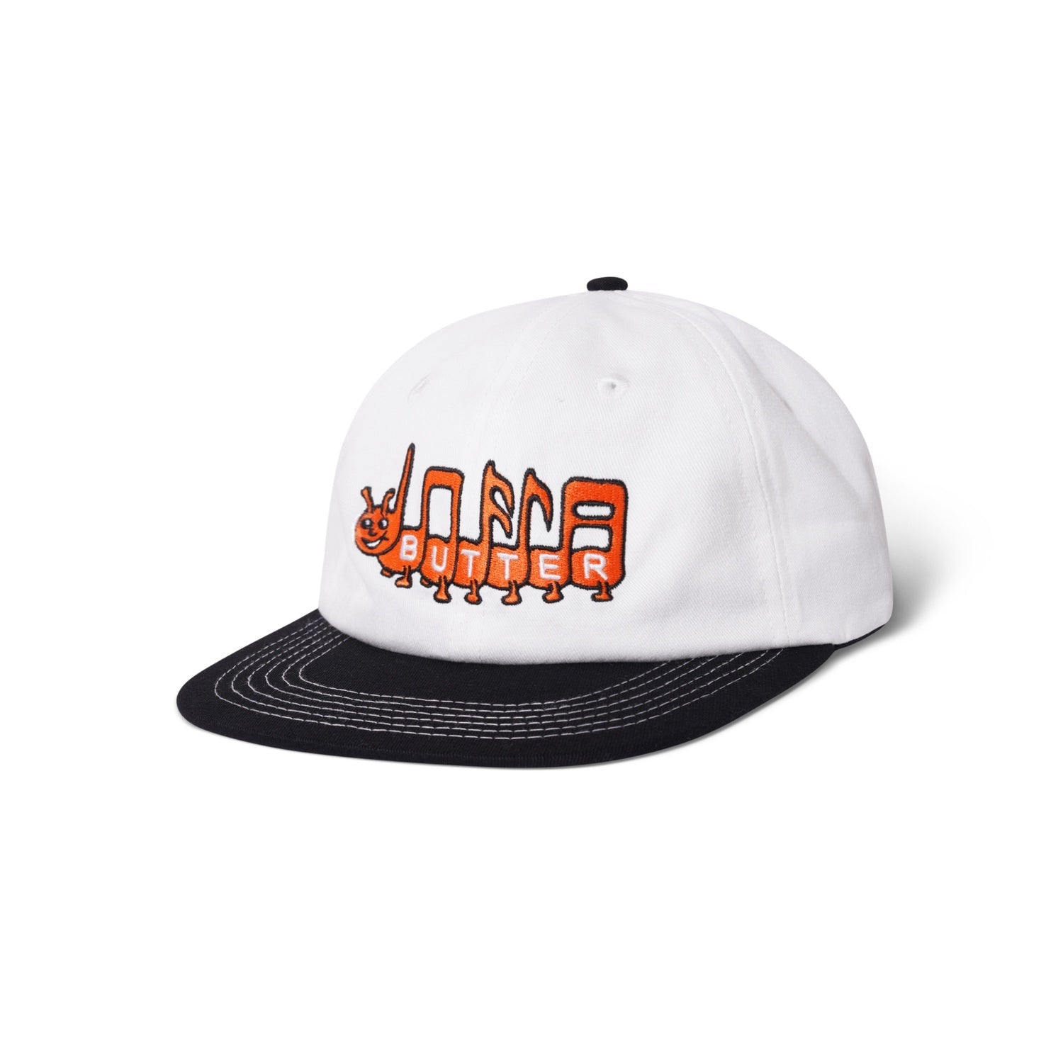 Caterpillar 6 Panel Cap, White / Black