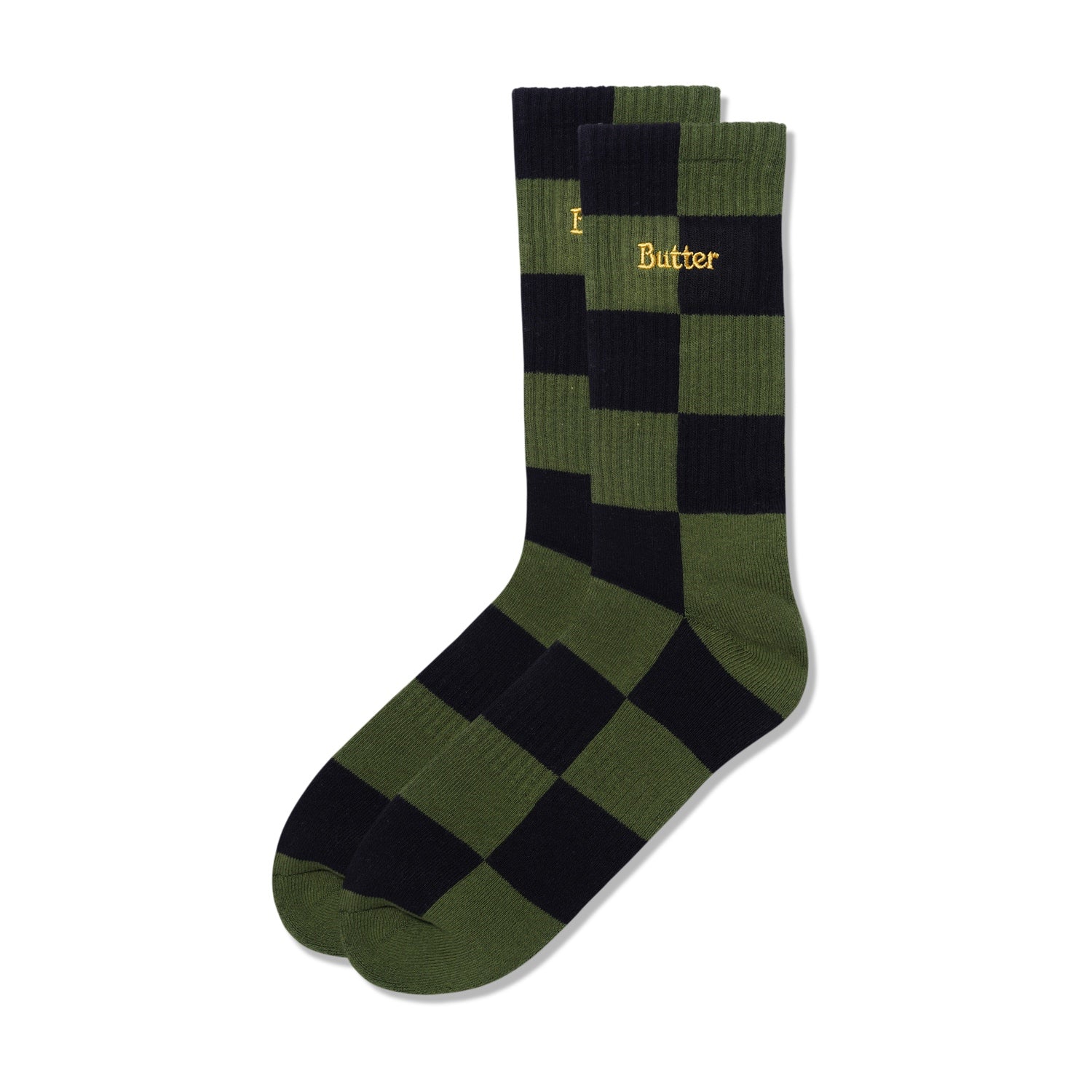 Checkered Socks, Black / Sage