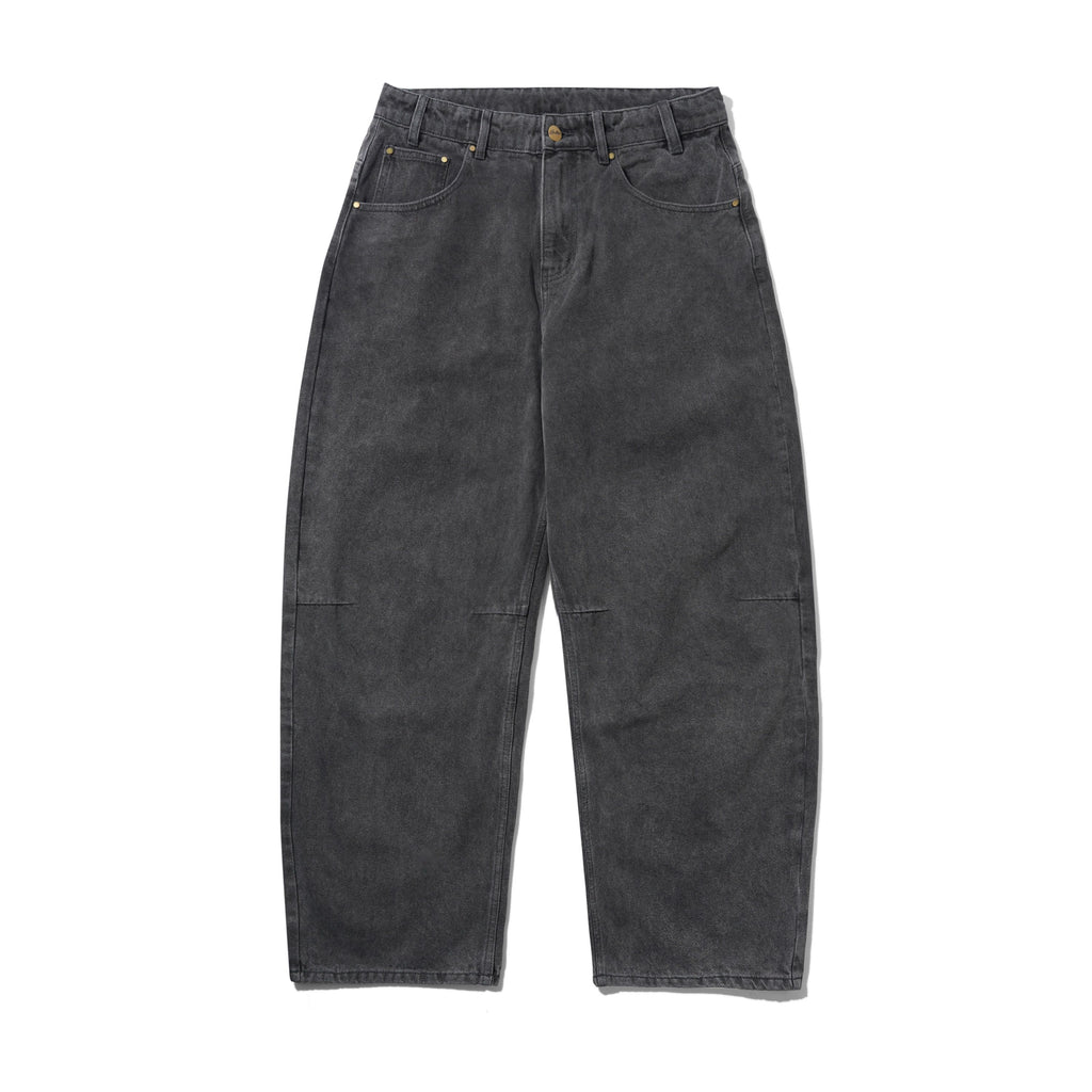 Wide Cut Denim Jeans Rinsed Black