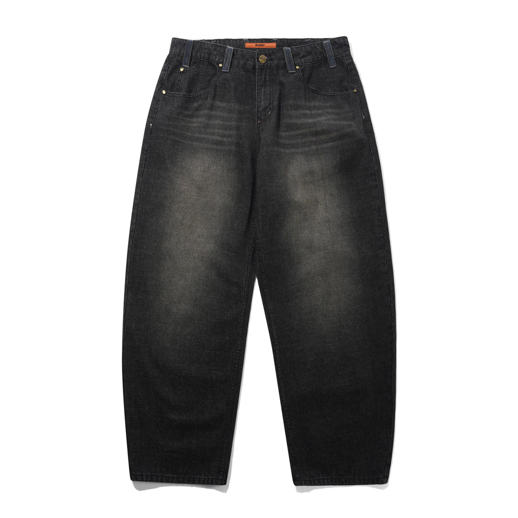 Serif Baggy Denim Jeans Streaky Faded Black