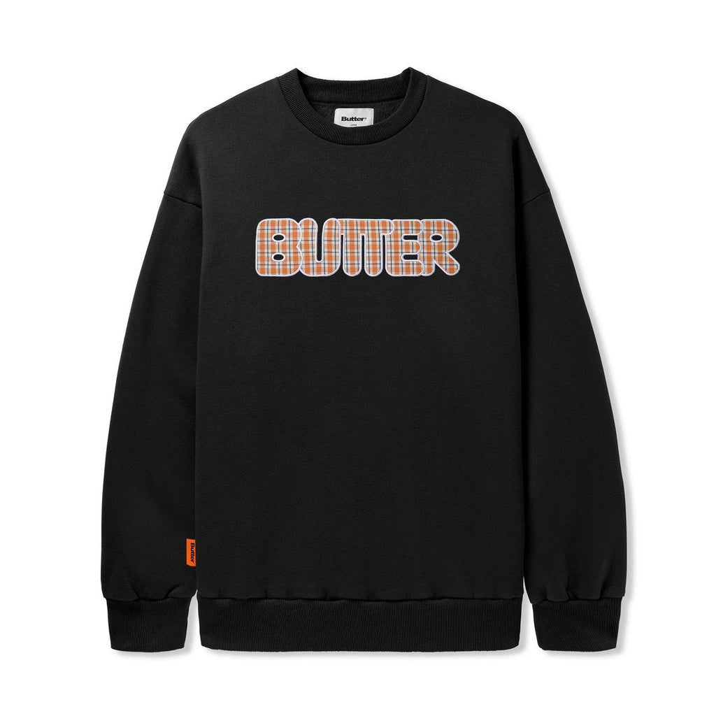 【BUTTER GOODS】Records Logo Felt Applique Crewneck - Ash Blue Note x Butter Goods - Records Logo Felt Applique