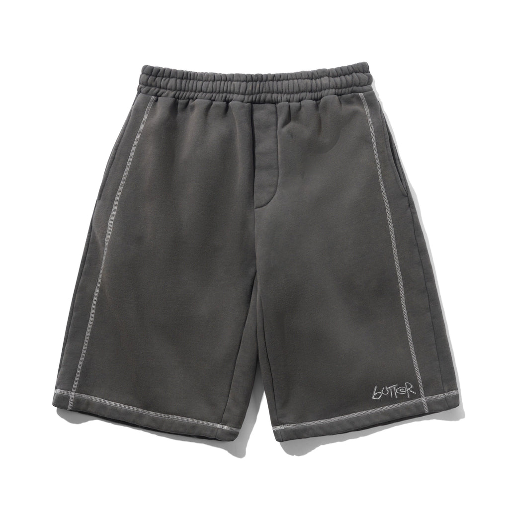 Overlock Stitch Fleece Shorts Washed Black