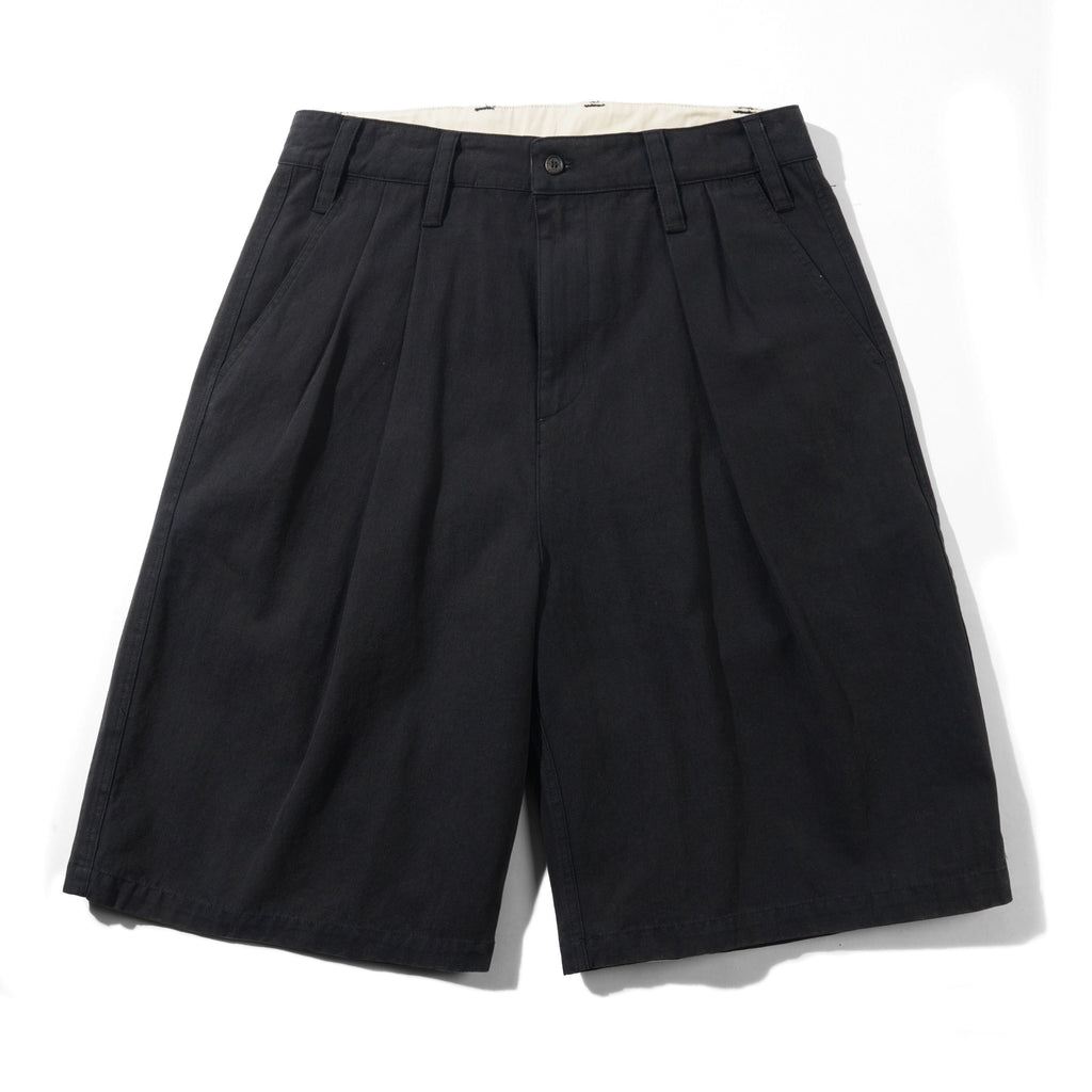 Pleated Shorts Washed Black