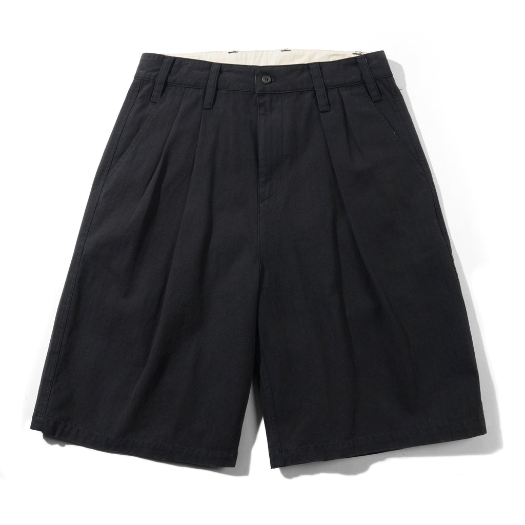 Pleated Shorts Washed Black