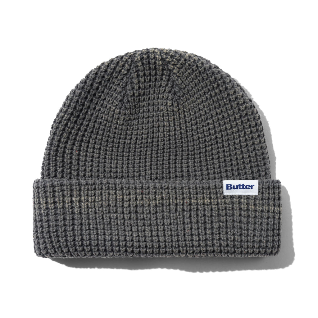 Distress Waffle Beanie Grey