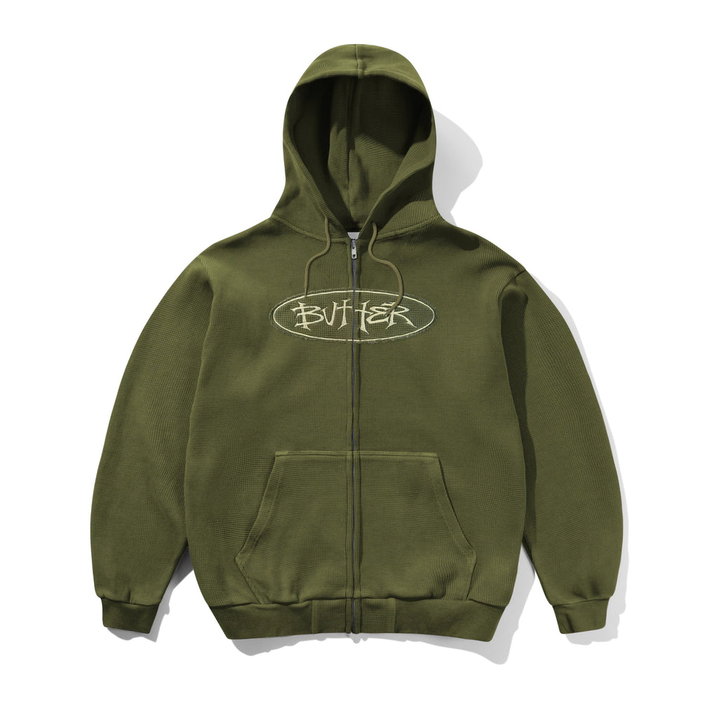 Tide Waffle Zip Thru Washed Army