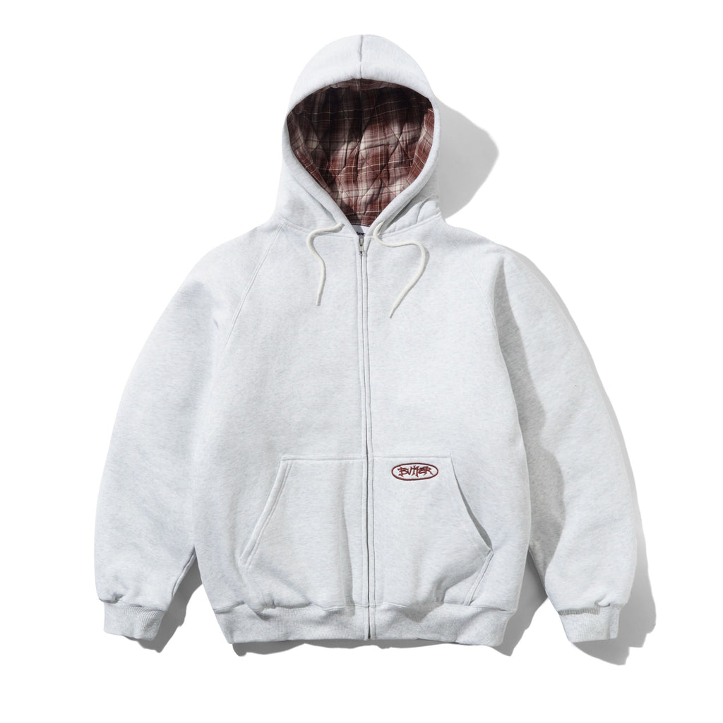 Plaid Lined Zip-Thru Hood Ash