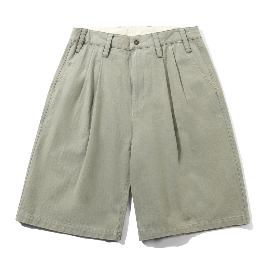 Pleated Shorts Washed Fatigue