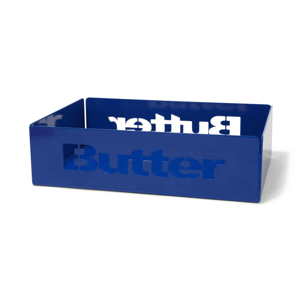 Stencil Logo Metal Tray Blue