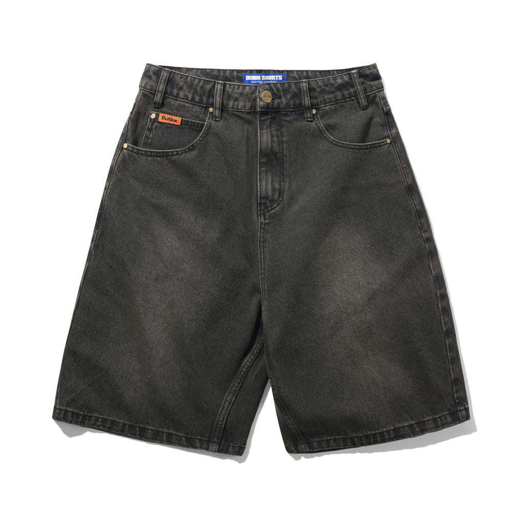 Baggy Denim Shorts Faded Black