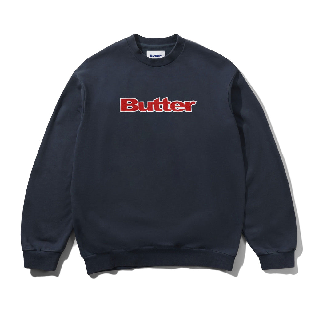 Satin Applique Logo Crewneck Navy