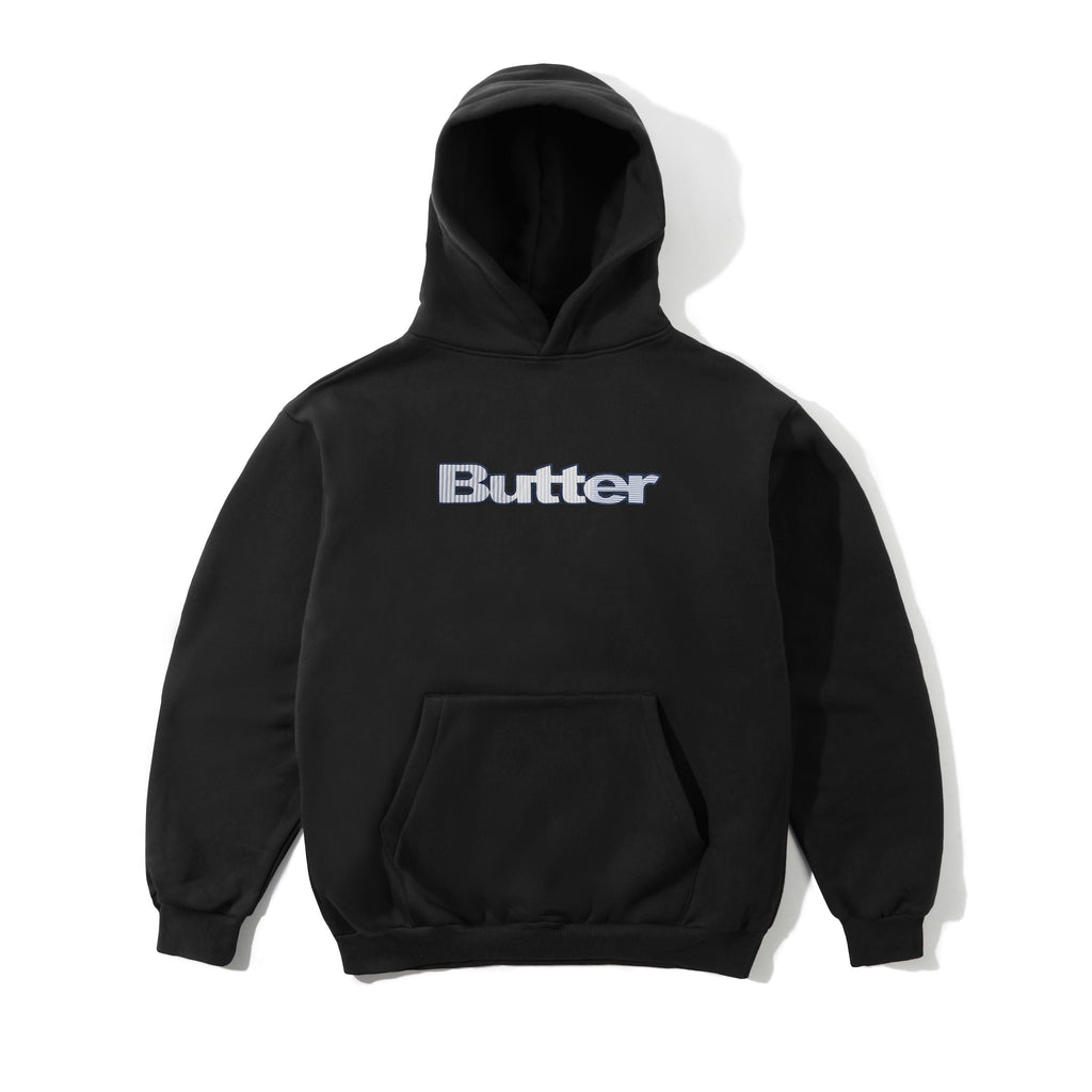 Stripe Logo Applique Pullover Hood Black