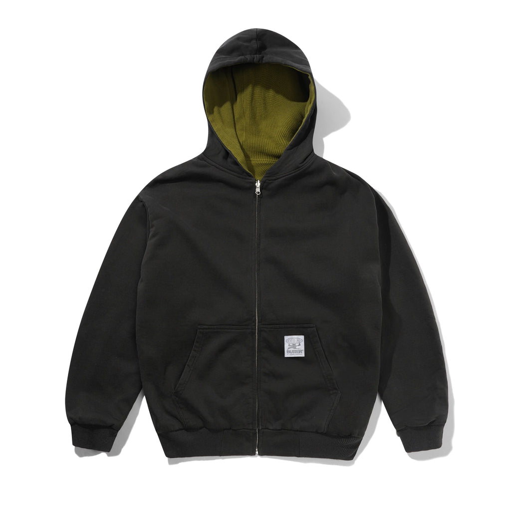 Reversible Waffle Zip-Thru Hood Washed Black / Army