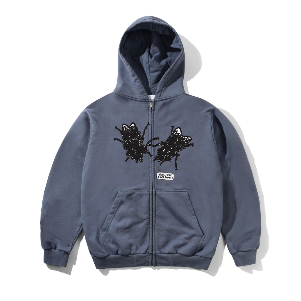 Again Zip-Thru Hood Stone Blue