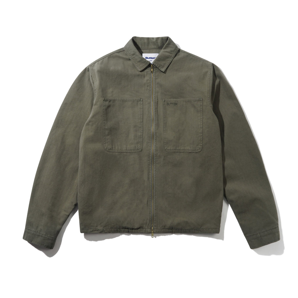 Herringbone Zip Jacket Washed Army