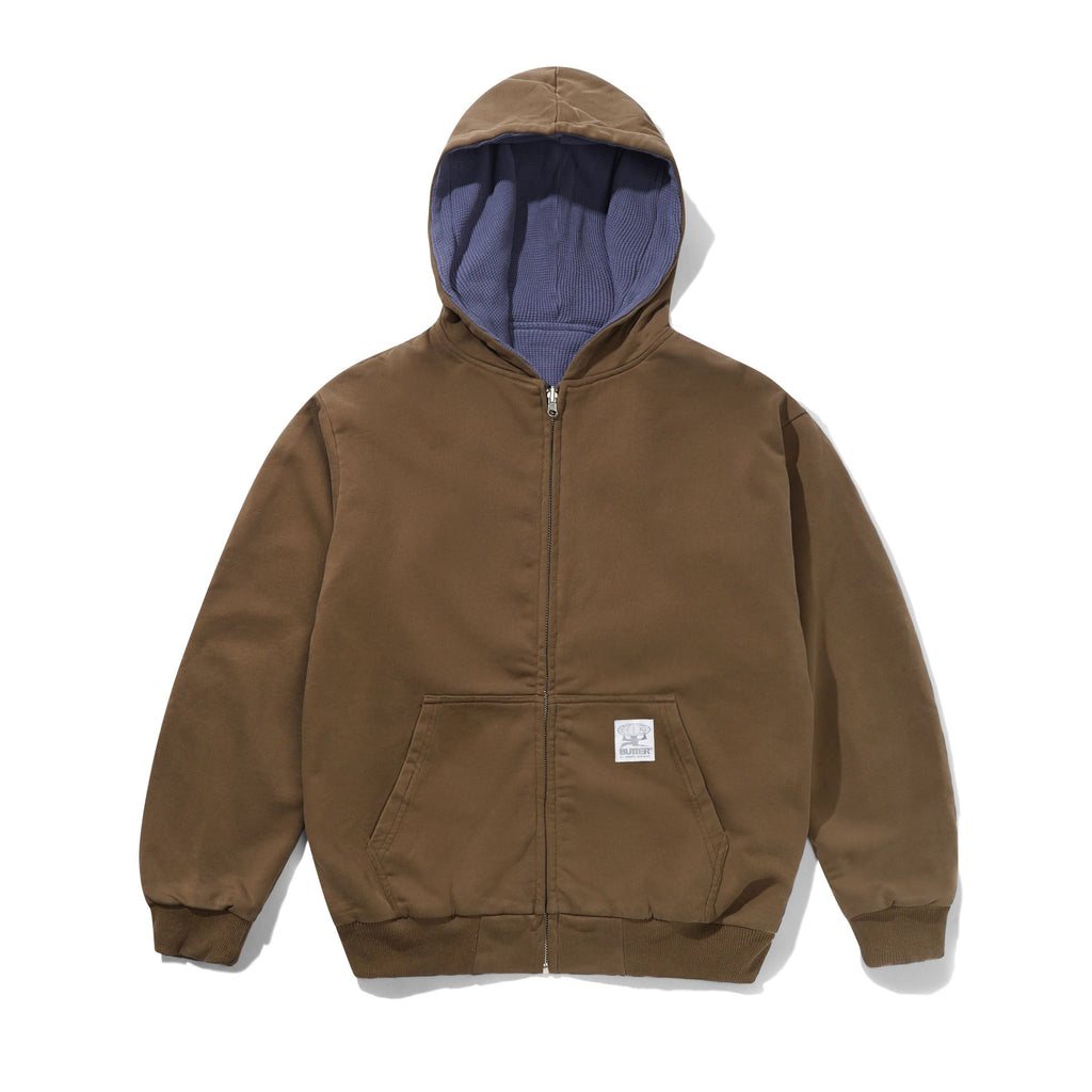 Reversible Waffle Zip-Thru Hood Washed Brown / Navy