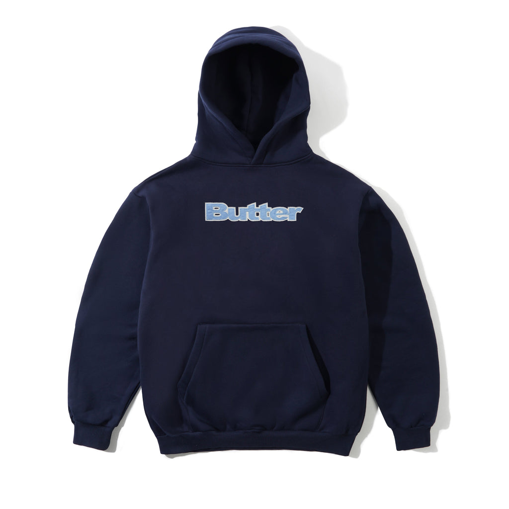 Satin Applique Pullover Hood Navy