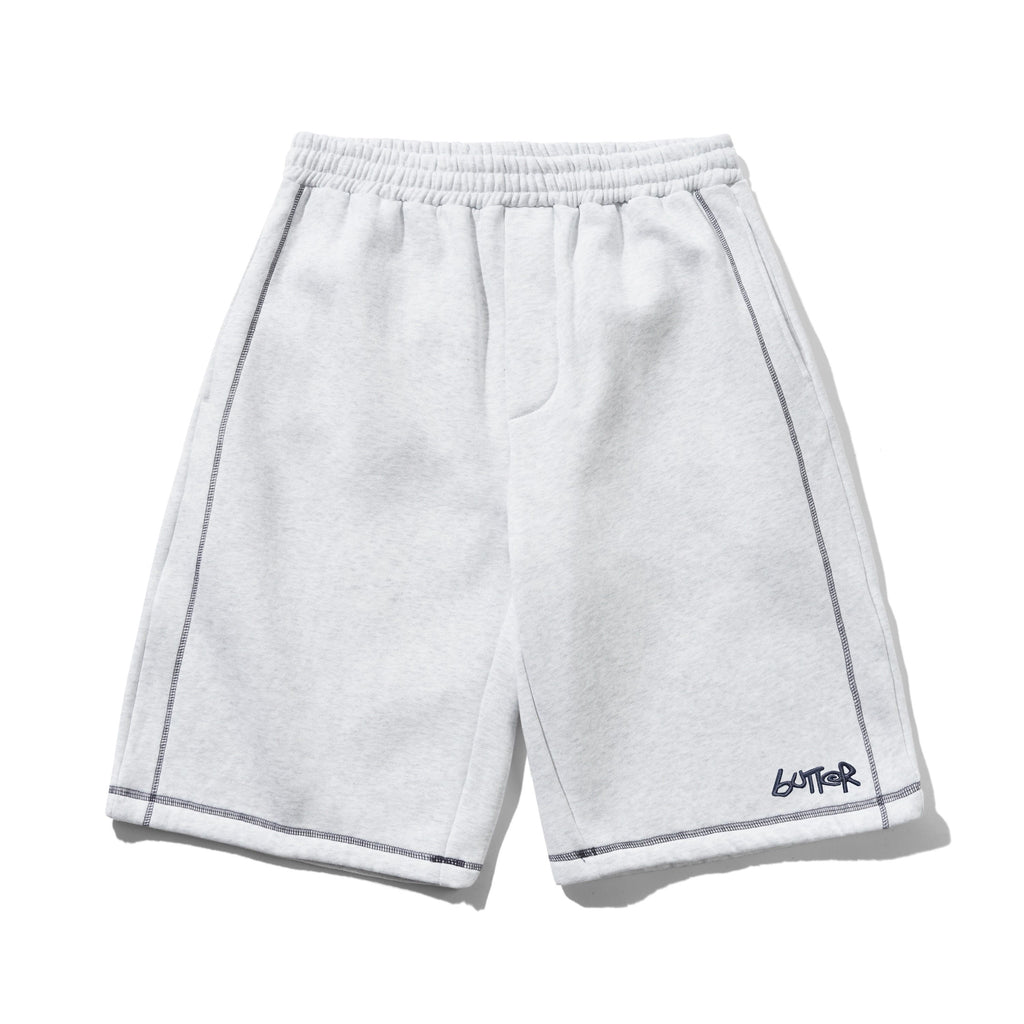 Overlock Stitch Fleece Shorts Ash