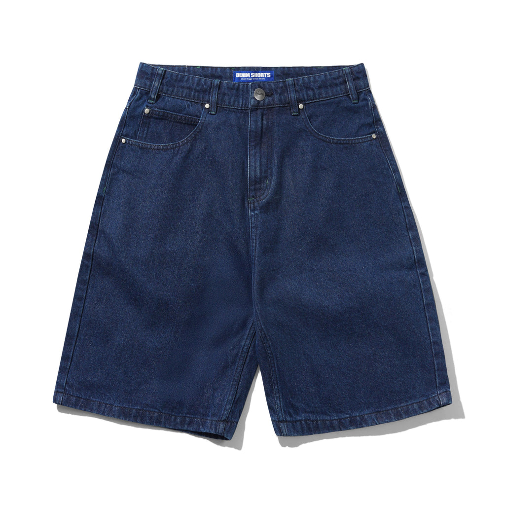 Drummer Baggy Denim Shorts Raw Dark Indigo