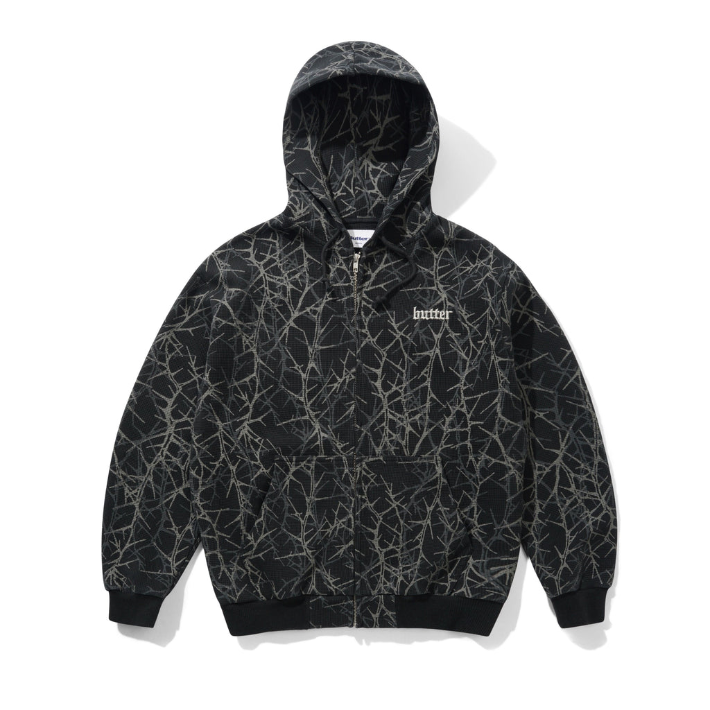Thorn Camo Waffle Zip-Thru Hood Black