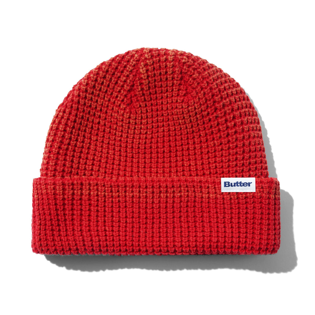 Distress Waffle Beanie Red