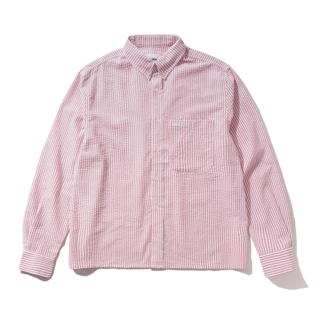 Seersucker Striped Shirt Red