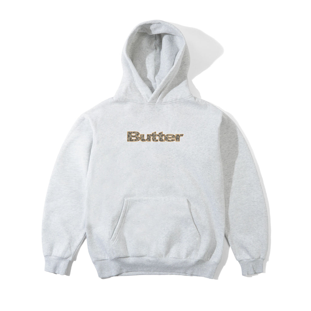 Leopard Print Logo Pullover Hood Ash