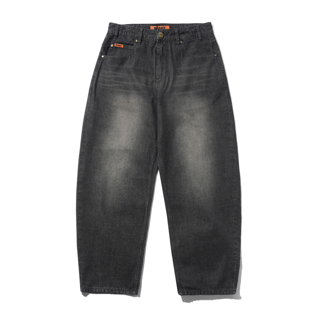 Baggy Denim Jeans Slub Black