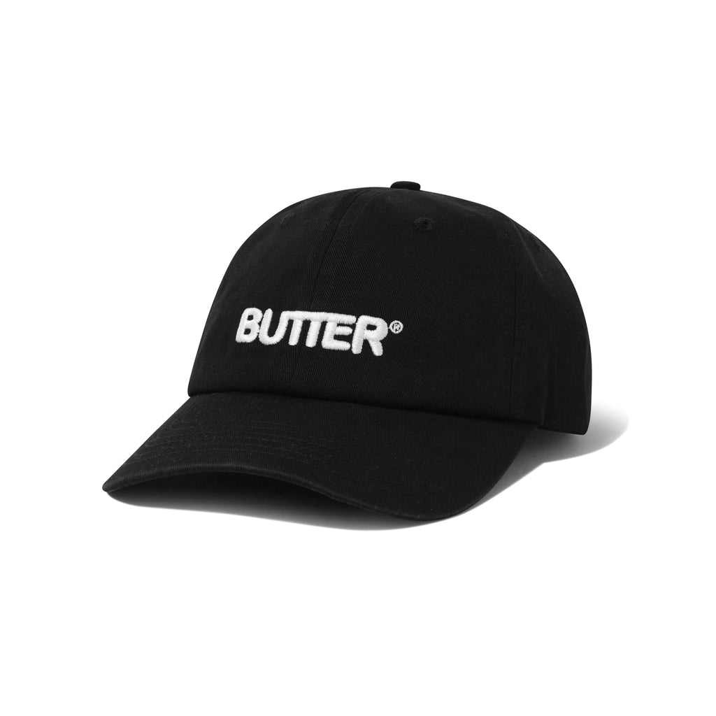 Rounded Logo 6 Panel Cap Washed Black